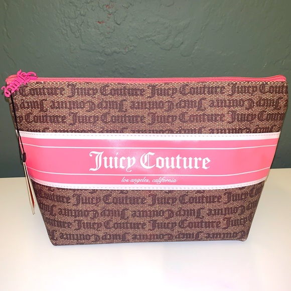 Juicy Couture Handbags - Juicy Couture Makeup Bag Billboard Brown Pink NEW